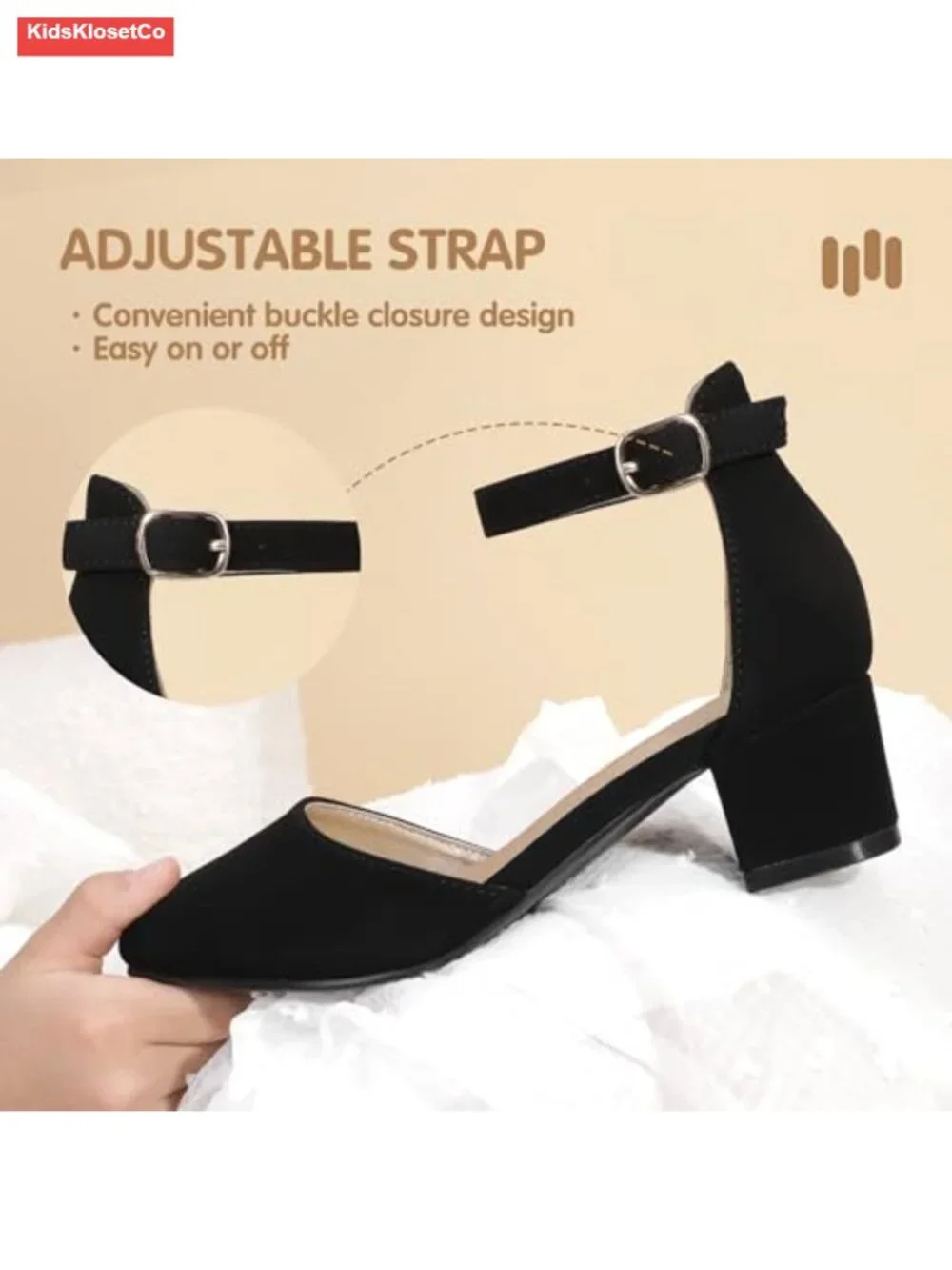 Girls Dress Shoes High Heels Sandals Ankle Strap Mary Jane Wedding Party Pump